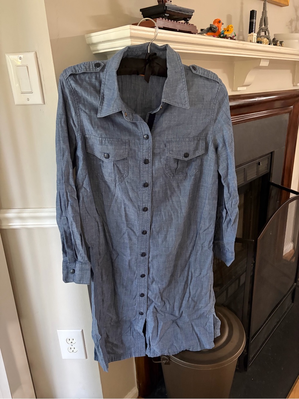 Tory Burch Blue Button-Front Shirt Dress